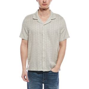 For The Republic Mens  Linen-Blend Button Shirt, White